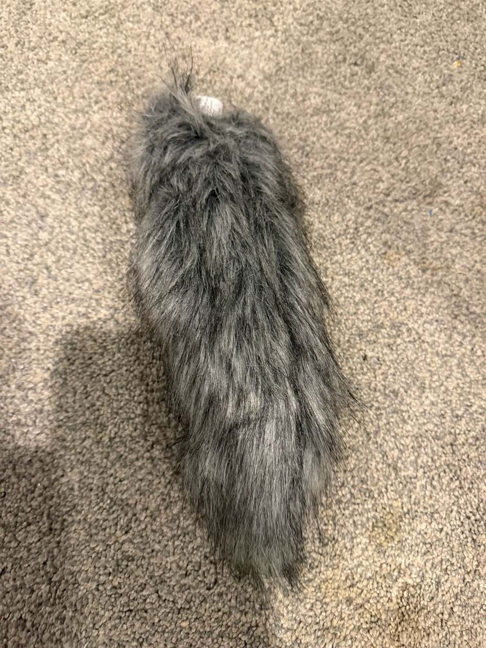 Gray Faux Fur Animal Tail Clip Accessory Cosplay